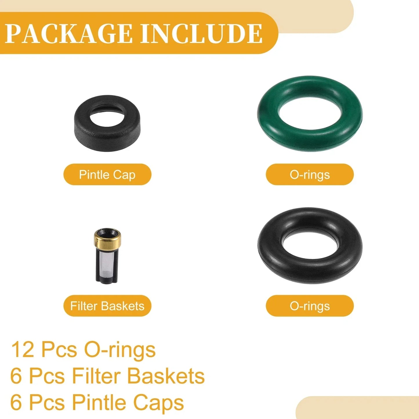 Fuel Injector Seal O-Ring Set for Honda Accord (2008-2017) - 6 x NBR Rubber Black