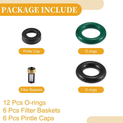 Fuel Injector Seal O-Ring Set for Honda Accord (2008-2017) - 6 x NBR Rubber Black