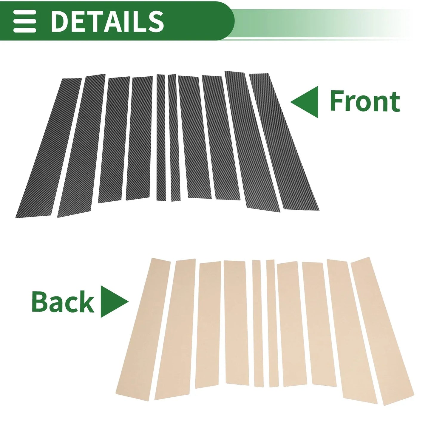 10 Pcs Door Pillar Window Trim for Mercedes GL-Class (2013-2019)