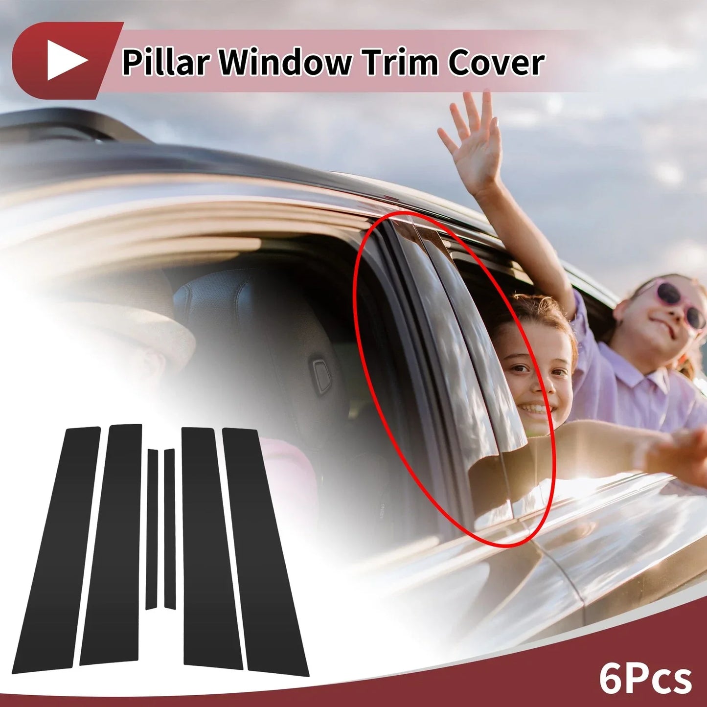 6 Pcs Car Door Pillar Window Trim for Lexus IS (2006-2013) Black