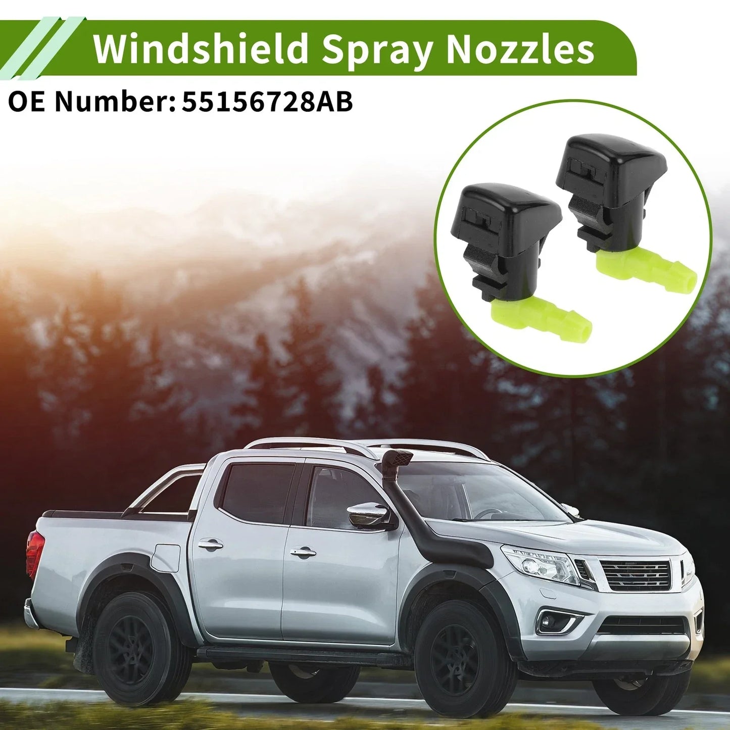 Windshield Washer Nozzle with Hose Connector for Chrysler (2011-2016)