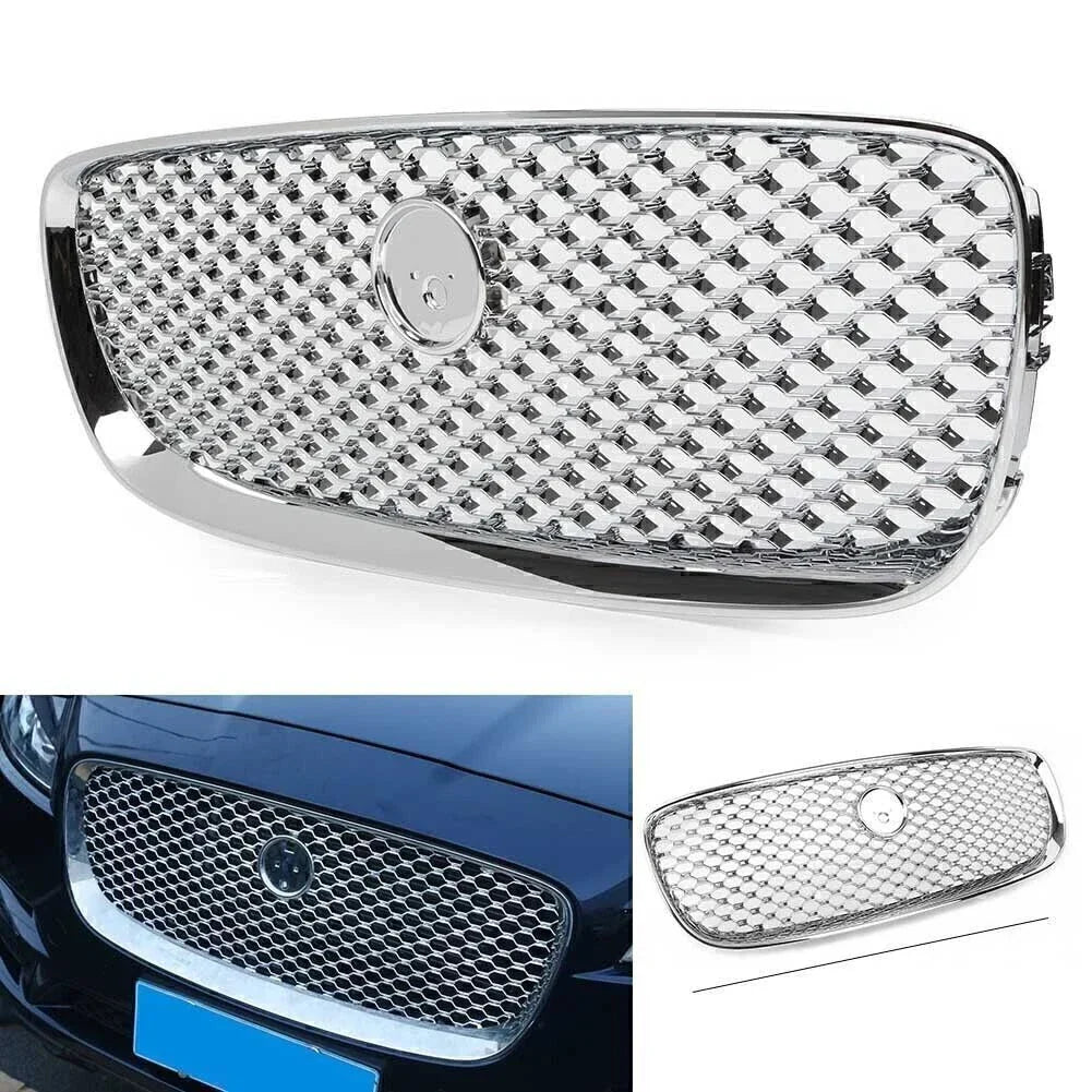 Front Upper Bumper Mesh Grille for Jaguar XF XFR (2016-2020) Chrome