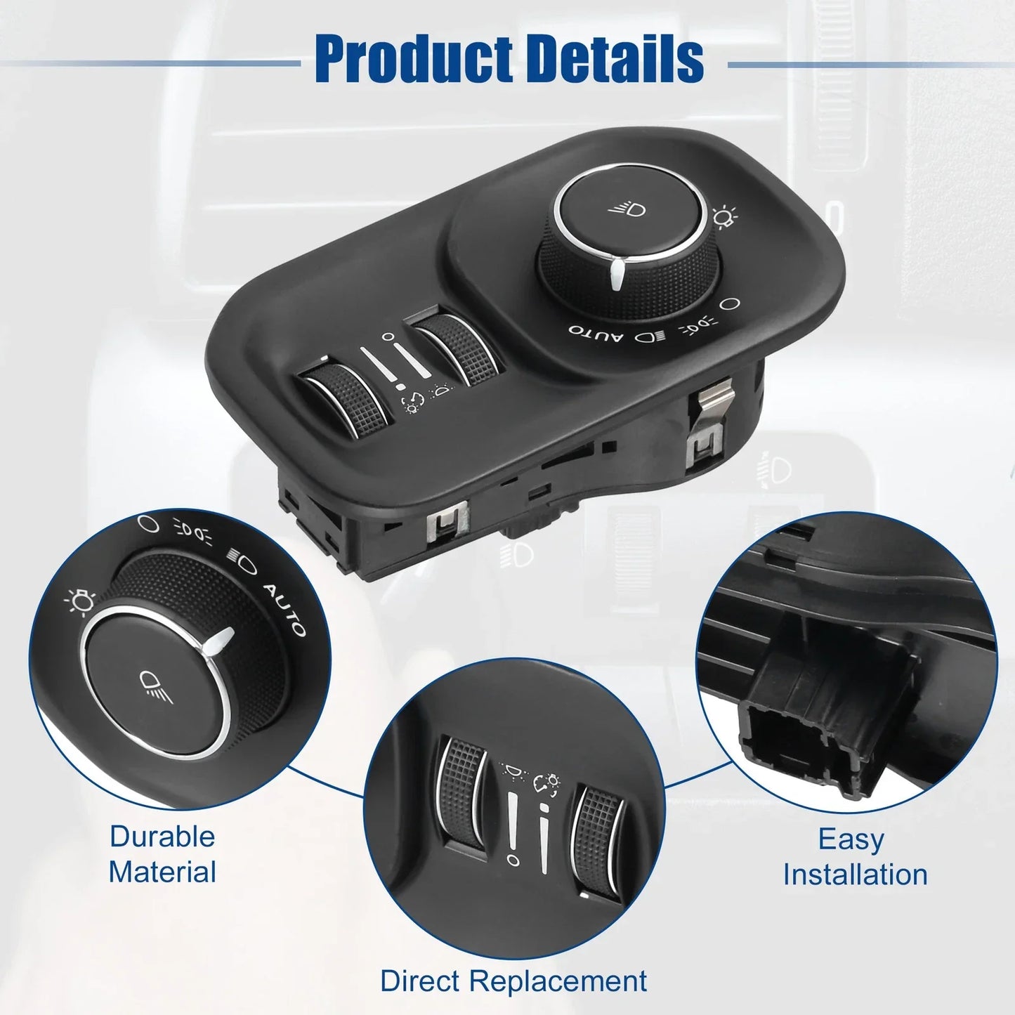 Headlight Lamp Switch Button for Dodge RAM 1500 2500 3500 (2013-2018)