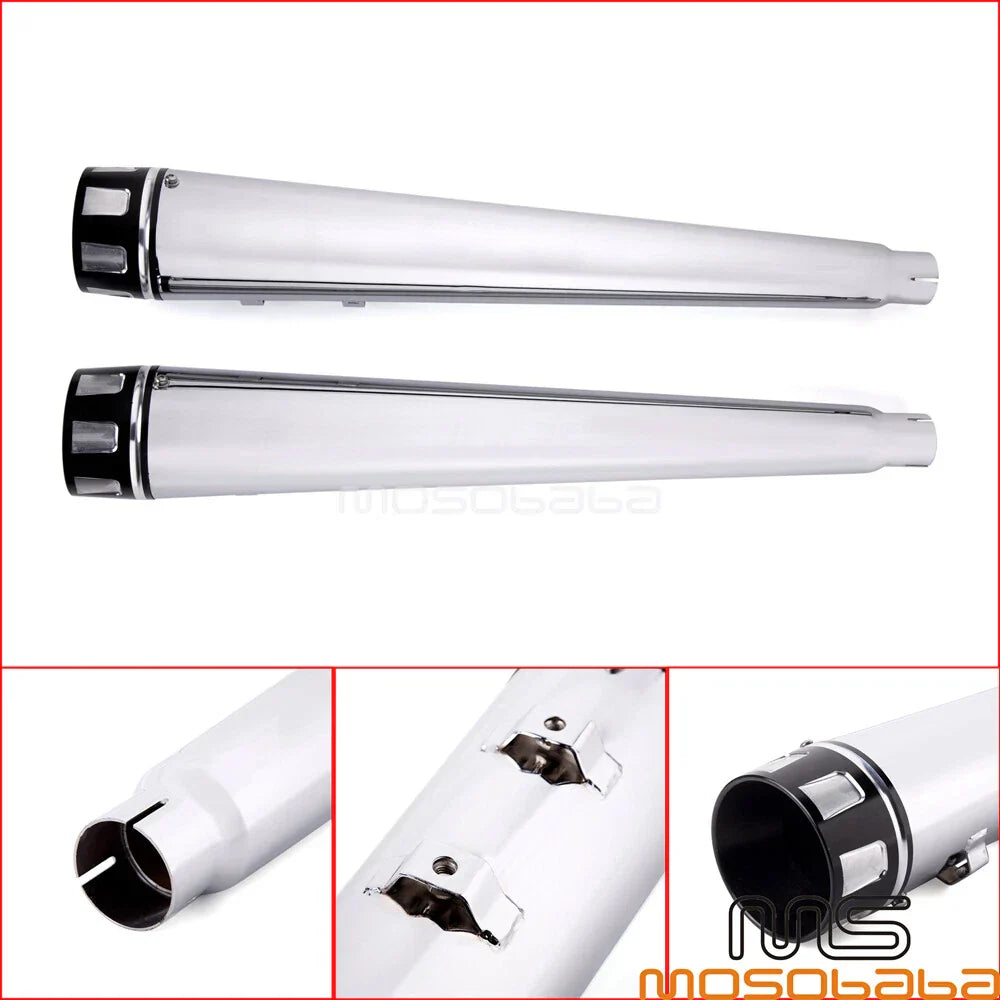 Chrome Exhaust Pipe Slip-On Mufflers for Harley Touring (1995-2016)