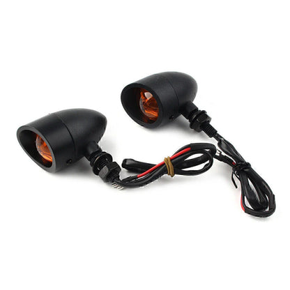 Black Retro Motorcycle Turn Signal Lights for Universal Fit