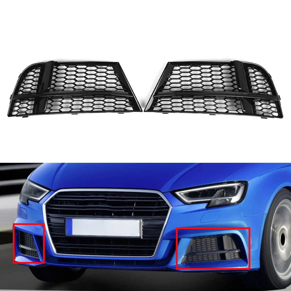 Open Mesh Honeycomb Front Bumper Fog Light Grille for Audi A3 S3 (2013-2020)