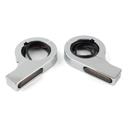 33MM-37MM Amber Chrome Fork Turn Signal Lights for Harley Touring Dyna