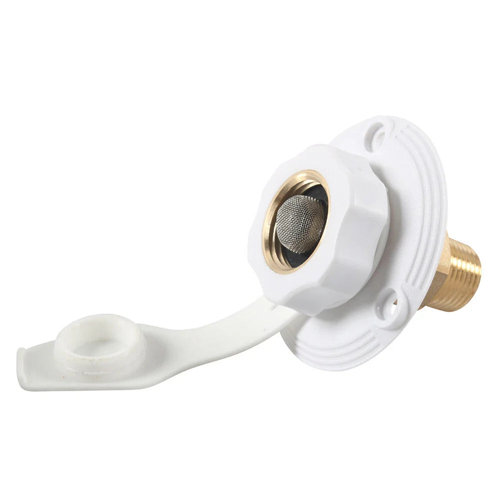 RV City Water Fill Inlet Flange w/ Check Valve for RV Trailer Camper