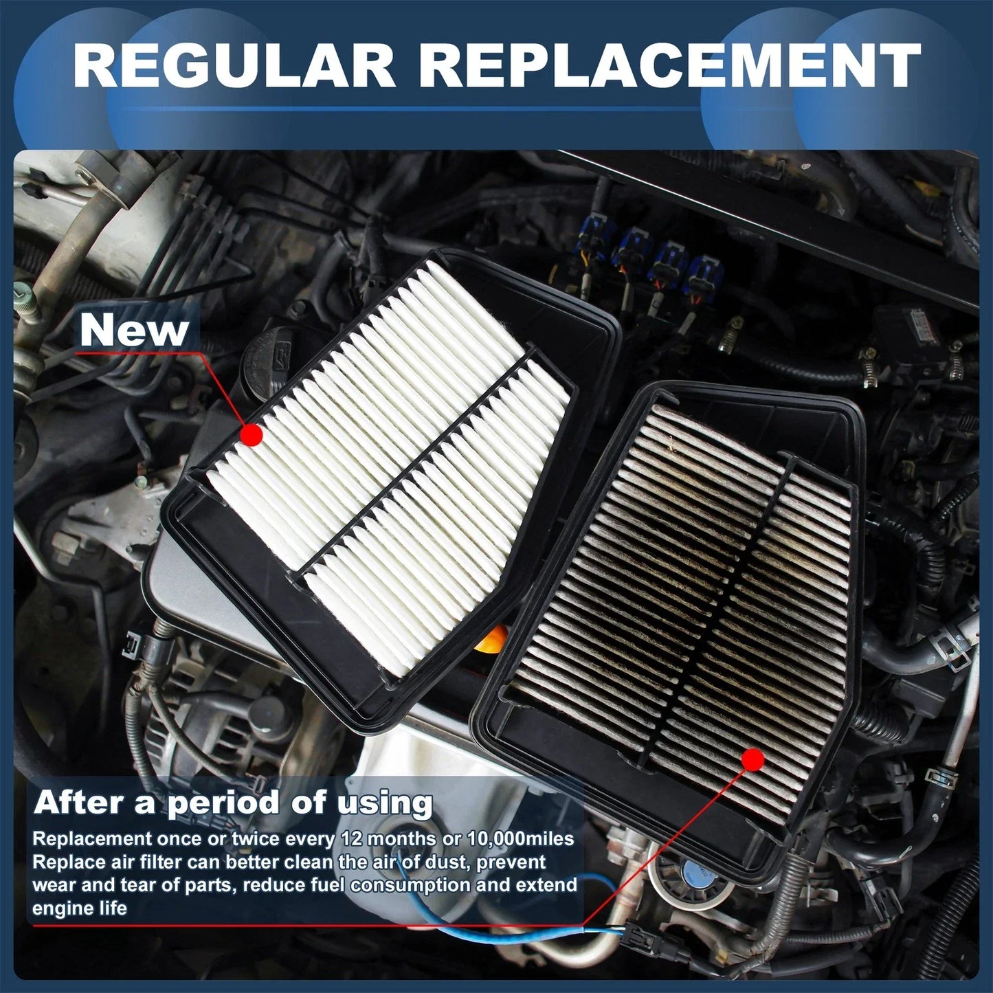 Car Engine Air Filter for Hyundai Santa Fe Sport (2013-2017) 1 x Pc