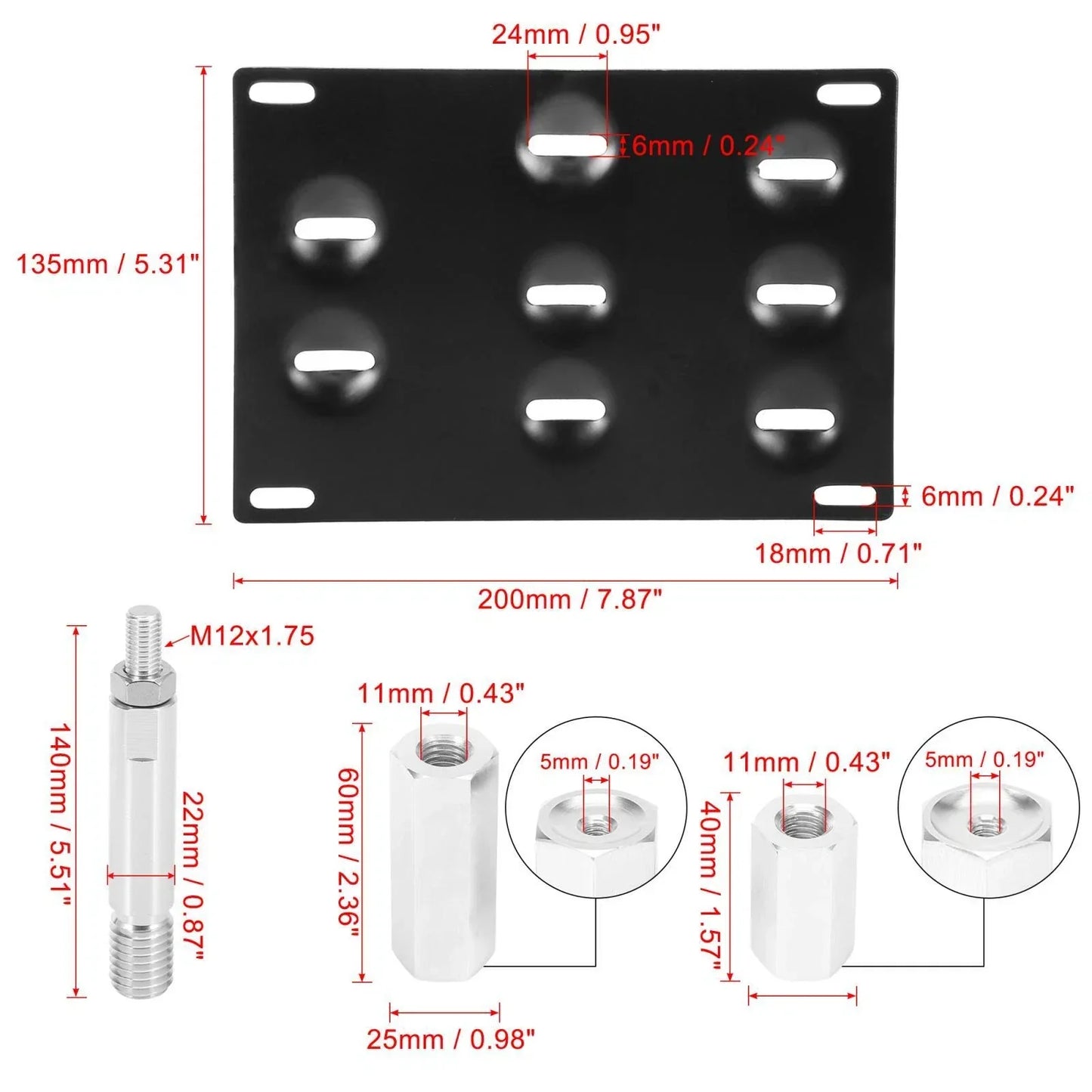 Bumper Tow Hook License Plate Mount Bracket for Mercedes-Benz (2008-2018)