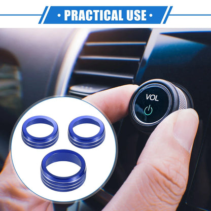 3 x Car AC Audio Tune Switch Knob Covers for Dodge Dart (2012-2018) Blue