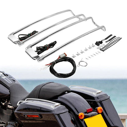 Saddlebag Lid Top Rail & LED Light for Harley Touring Road King (1994-2013)