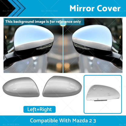Silver Left & Right Side Mirror Cover Caps for MAZDA 2 3 (2009-2013)