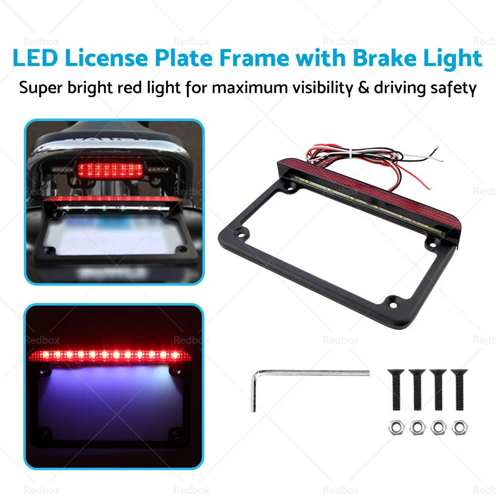 LED Brake Light License Plate Frame Bracket for Harley Motorcycle