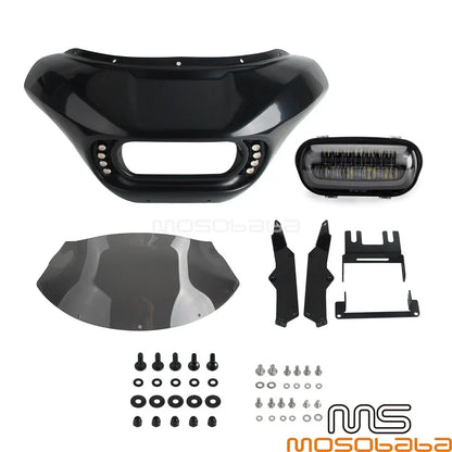 LED DRL Headlight Fairing Windshield for Harley Softail Fat Bob (2018-2023)