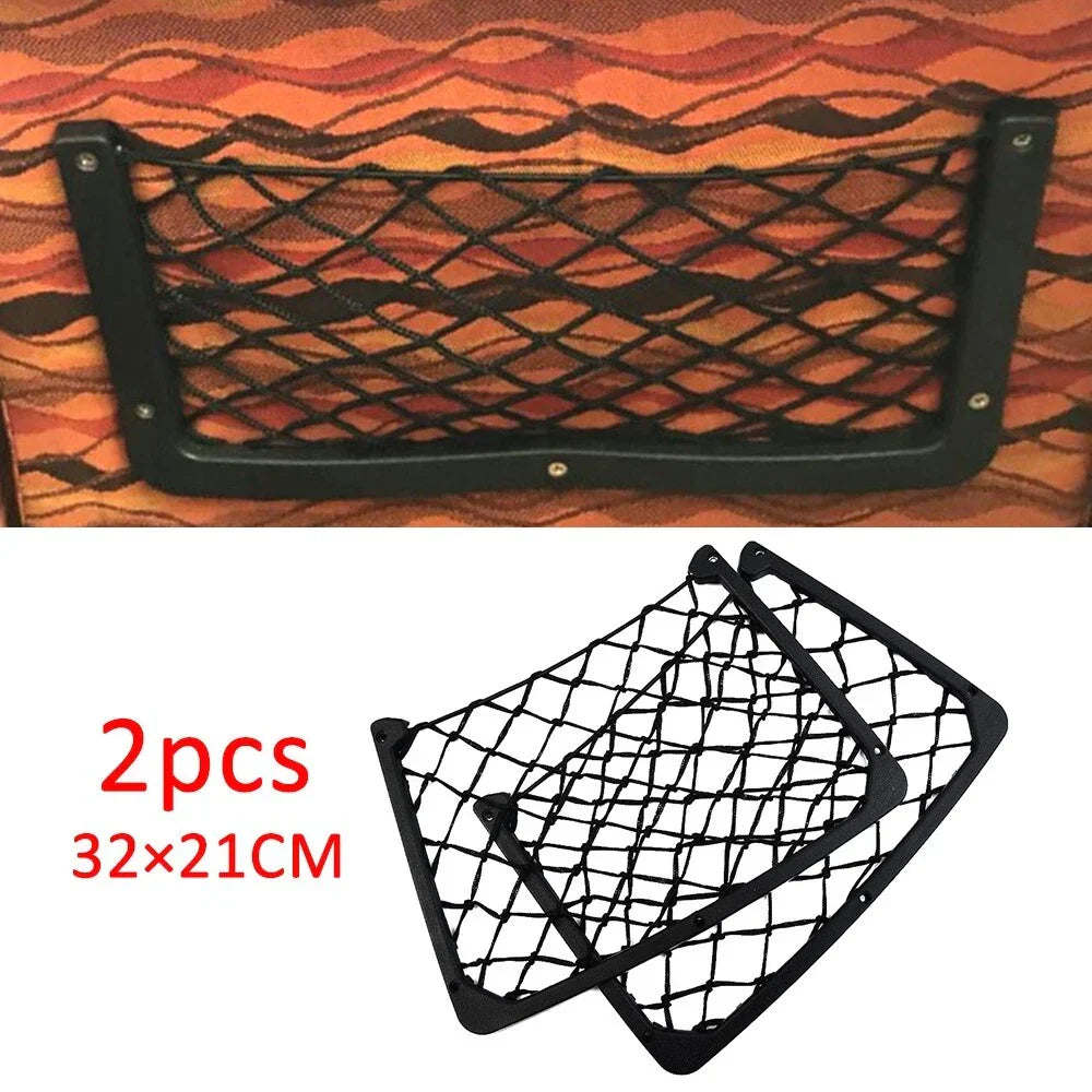 2x Car Large Storage Net Plastic Phone Magazine Holder Elastic-Mesh Bag for Car