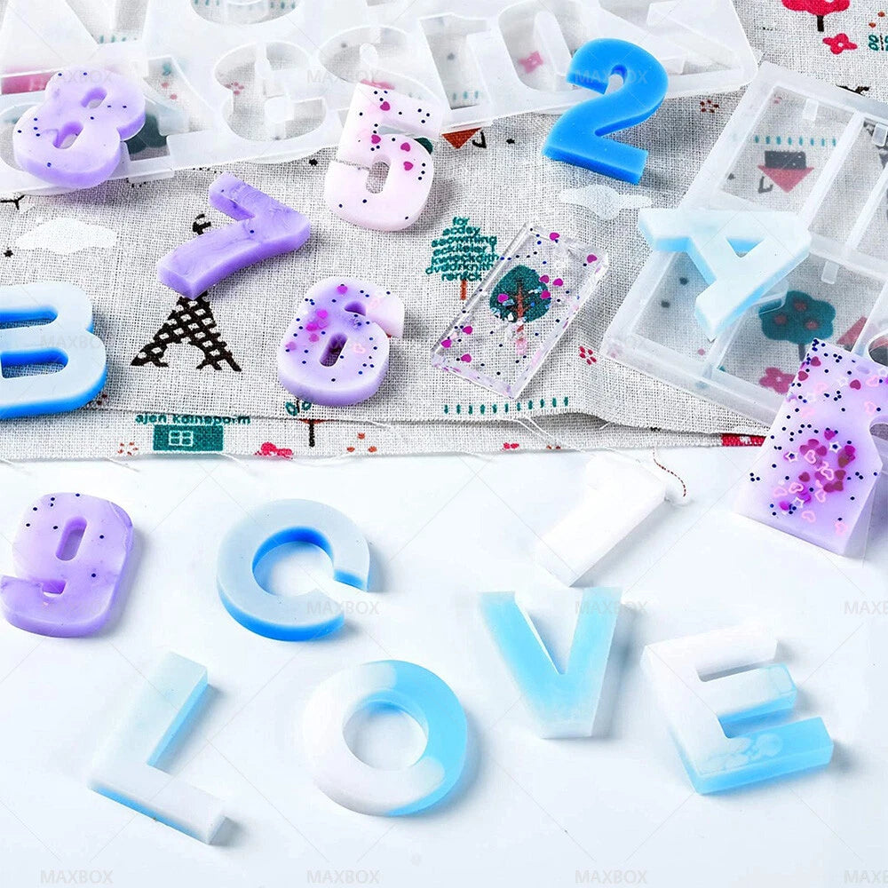 Epoxy Resin Mold Letter Number Silicone Mould for Keychain Tassel Pin Vise