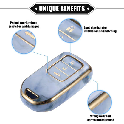 3 x Button TPU Key Fob Cover Case for Honda CR-V, Civic (2014-2016) Blue