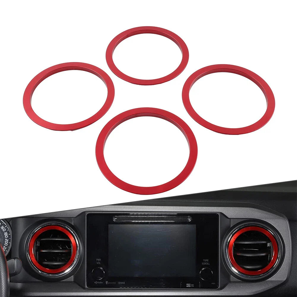 Red A/C Vent Ring Trim Covers for Toyota Tacoma (2016-2022)
