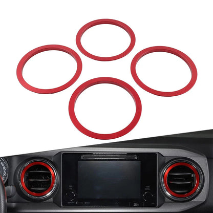Red A/C Vent Ring Trim Covers for Toyota Tacoma (2016-2022)