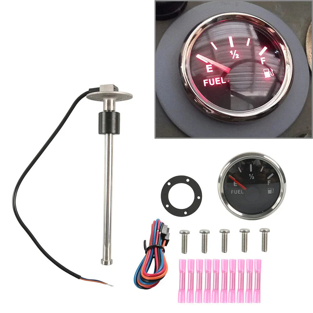 Fuel Water Tank Level Sensor & 52mm Gauge for Marine Boat (0-190ohms)