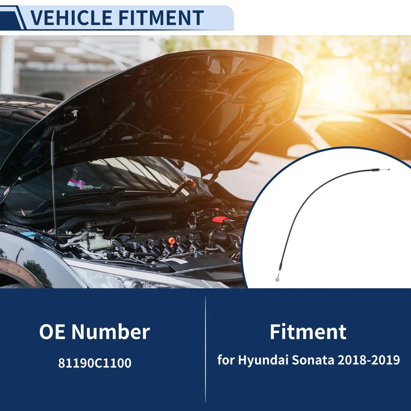 Hood Latch Release Cable for Hyundai Sonata (2018-2019)
