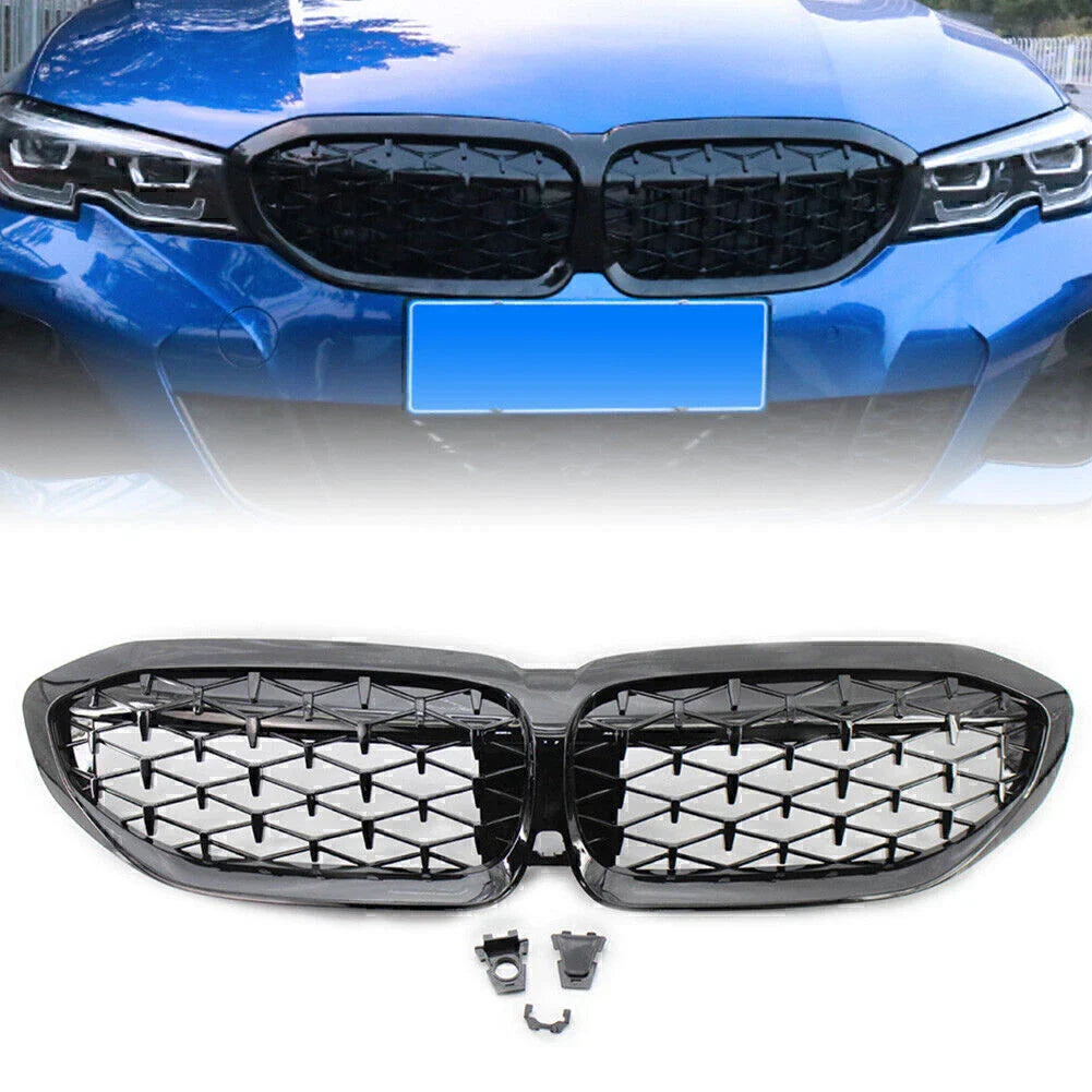 Front Bumper Upper Mesh Grille for BMW 3 Series G20 (2019-2022) Glossy Black