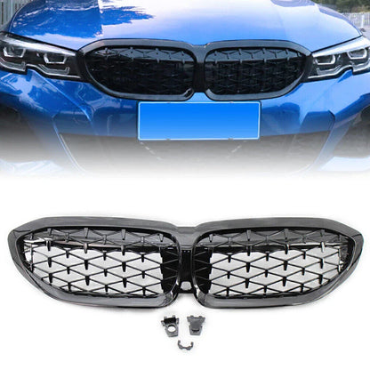 Front Bumper Upper Mesh Grille for BMW 3 Series G20 (2019-2022) Glossy Black