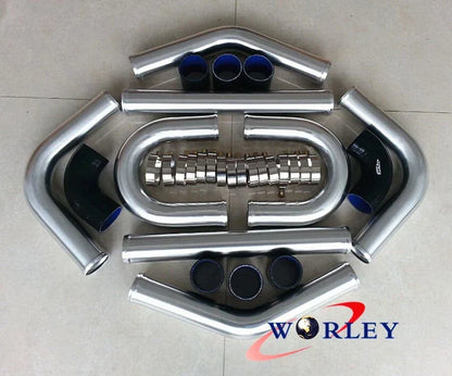 2 Inch Universal Intercooler Turbo Aluminum Piping & Black Silicone Hose