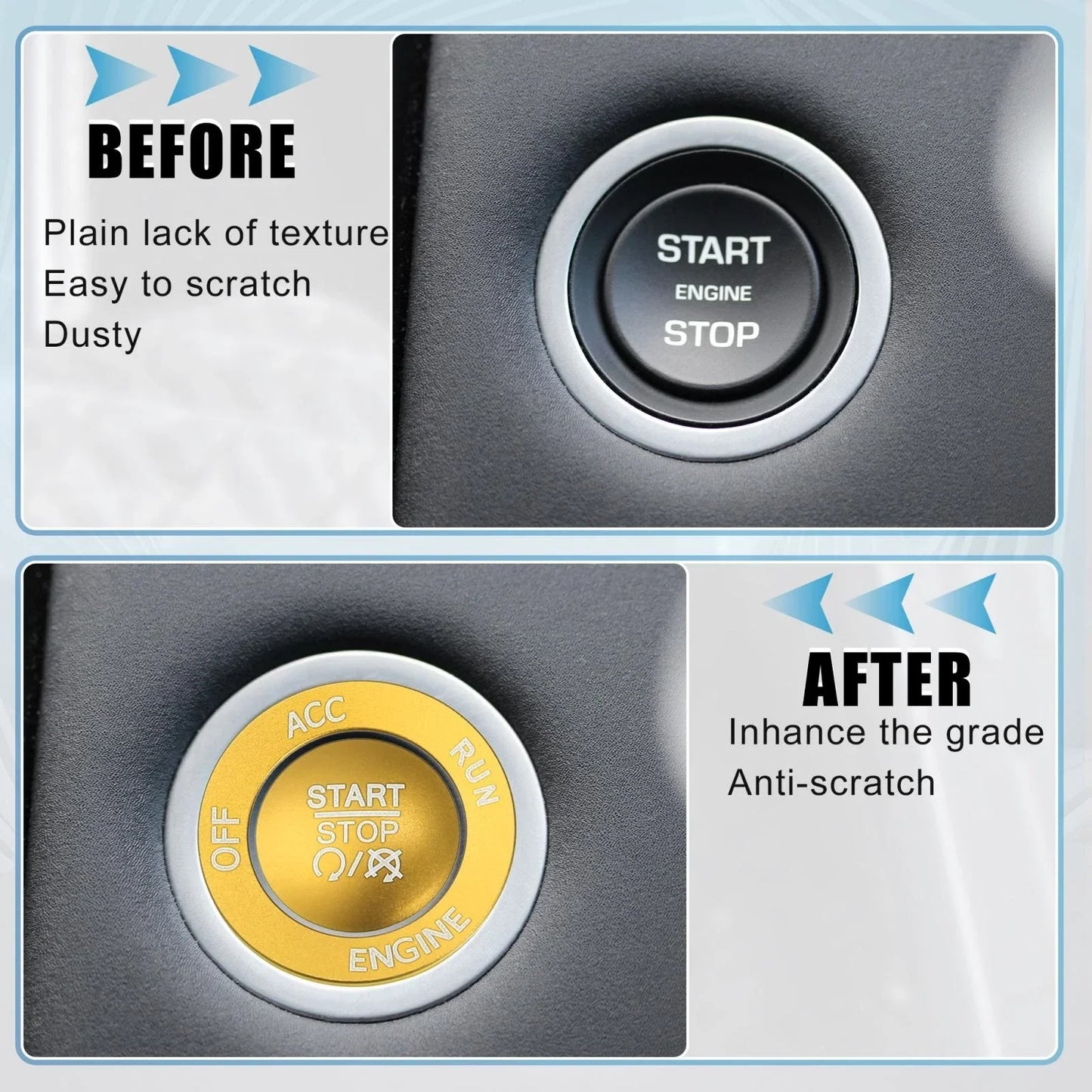 Engine Start Stop Button Cover Trim Kit for Dodge Charger Challenger (2015-2023)