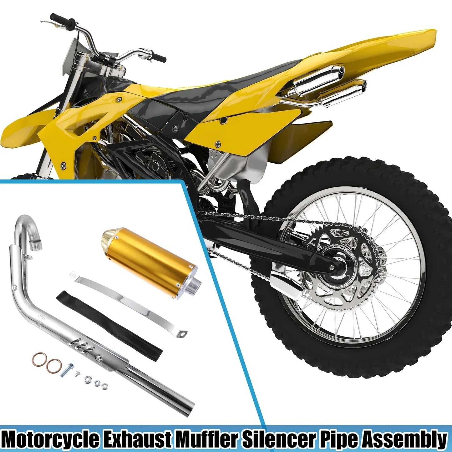 Exhaust Muffler Silencer Pipe Kit 1.1Inch for Honda Motorcycle