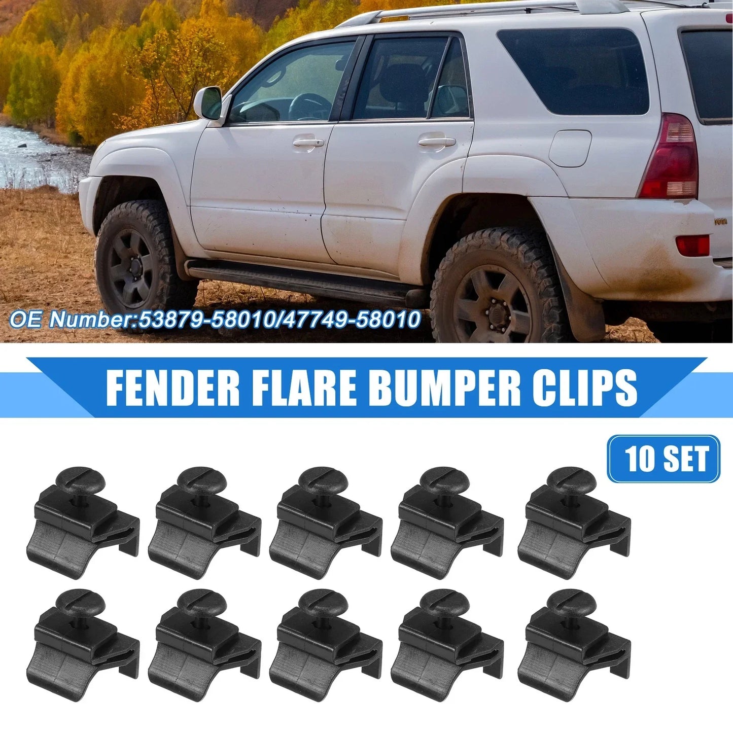 Car Front Fender Bumper Cover Clip & Pin Set for Toyota Camry (2004-2011)