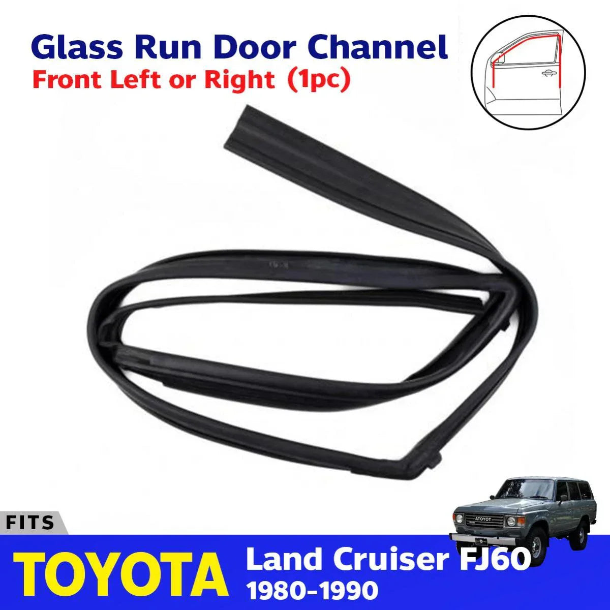 Glass Run Door Channel Front Fits Toyota Land Cruiser FJ60 BJ60 HJ60 1980-90 D10