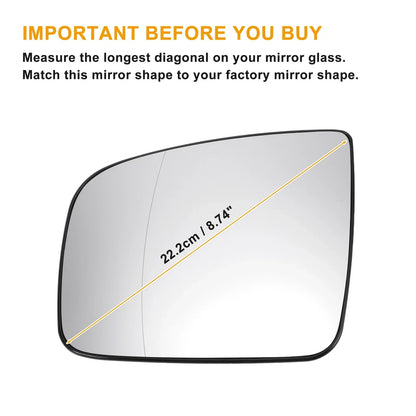 Left Side White Heated Mirror Glass for Mercedes Viano (2010-2020)