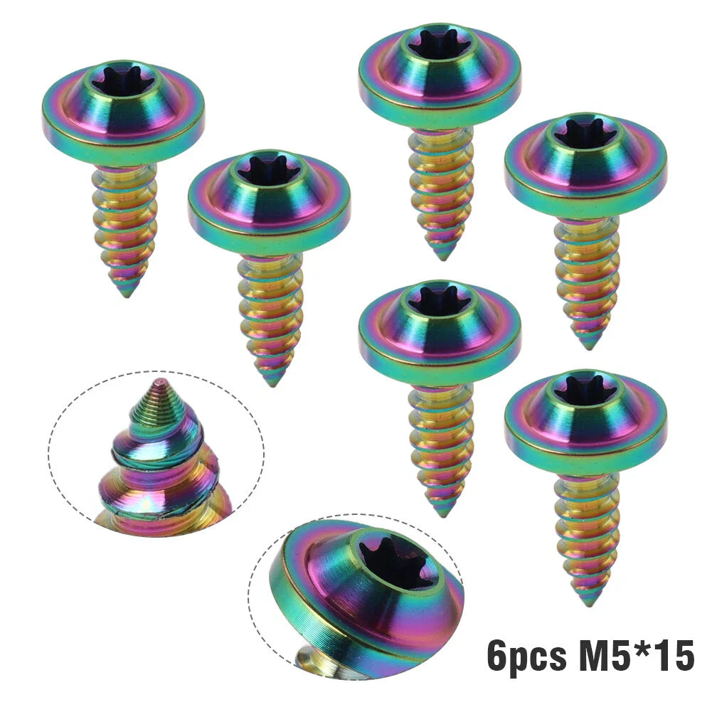 6 x M5x15mm Titanium Torx Head Self Tapping Screws Fasteners for Cars