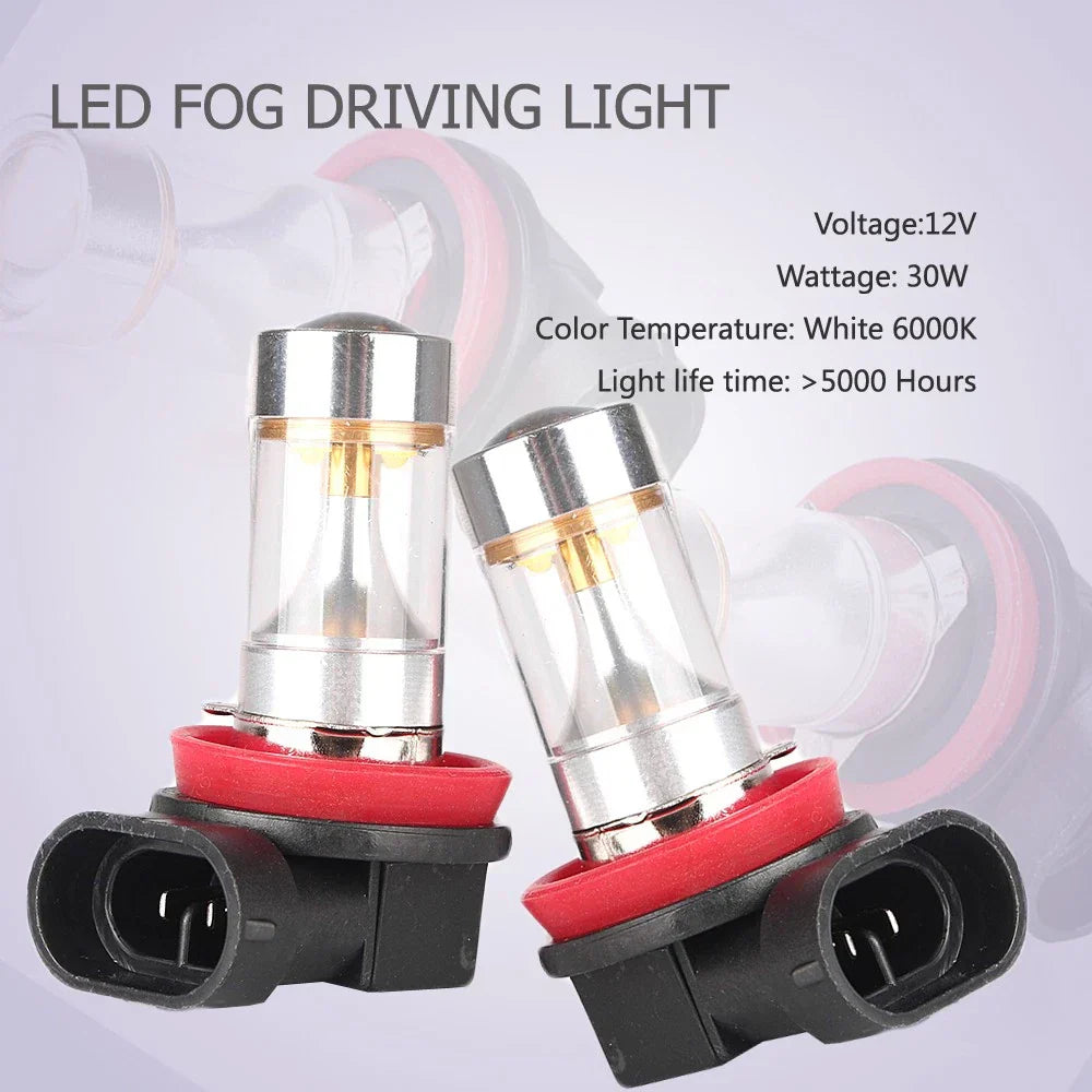 30W H11 LED White Fog Light Bulbs for Car (2 pcs)