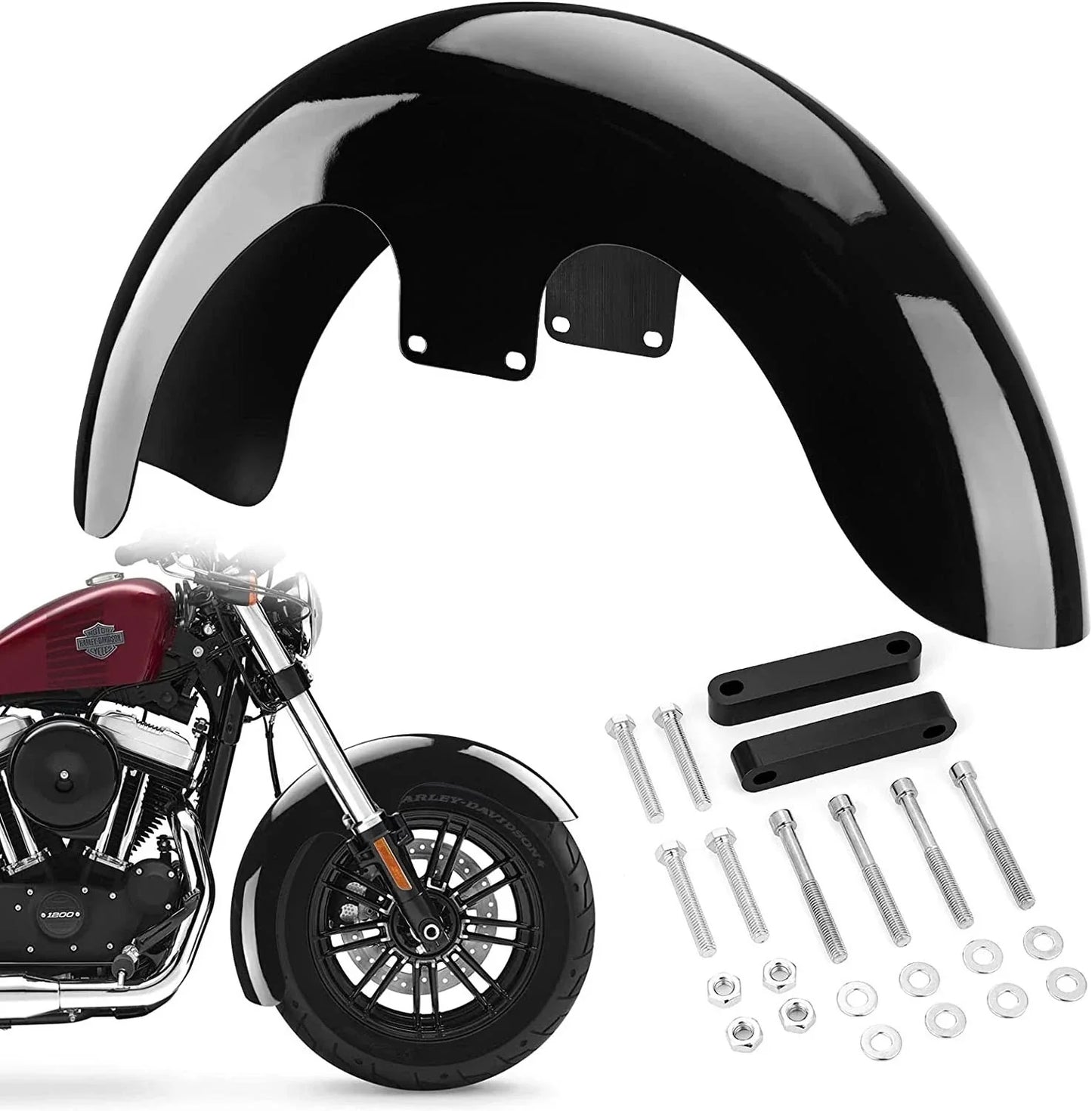 19'' Wrap Front Fender Mud Guard for Harley Touring (2014-2021)