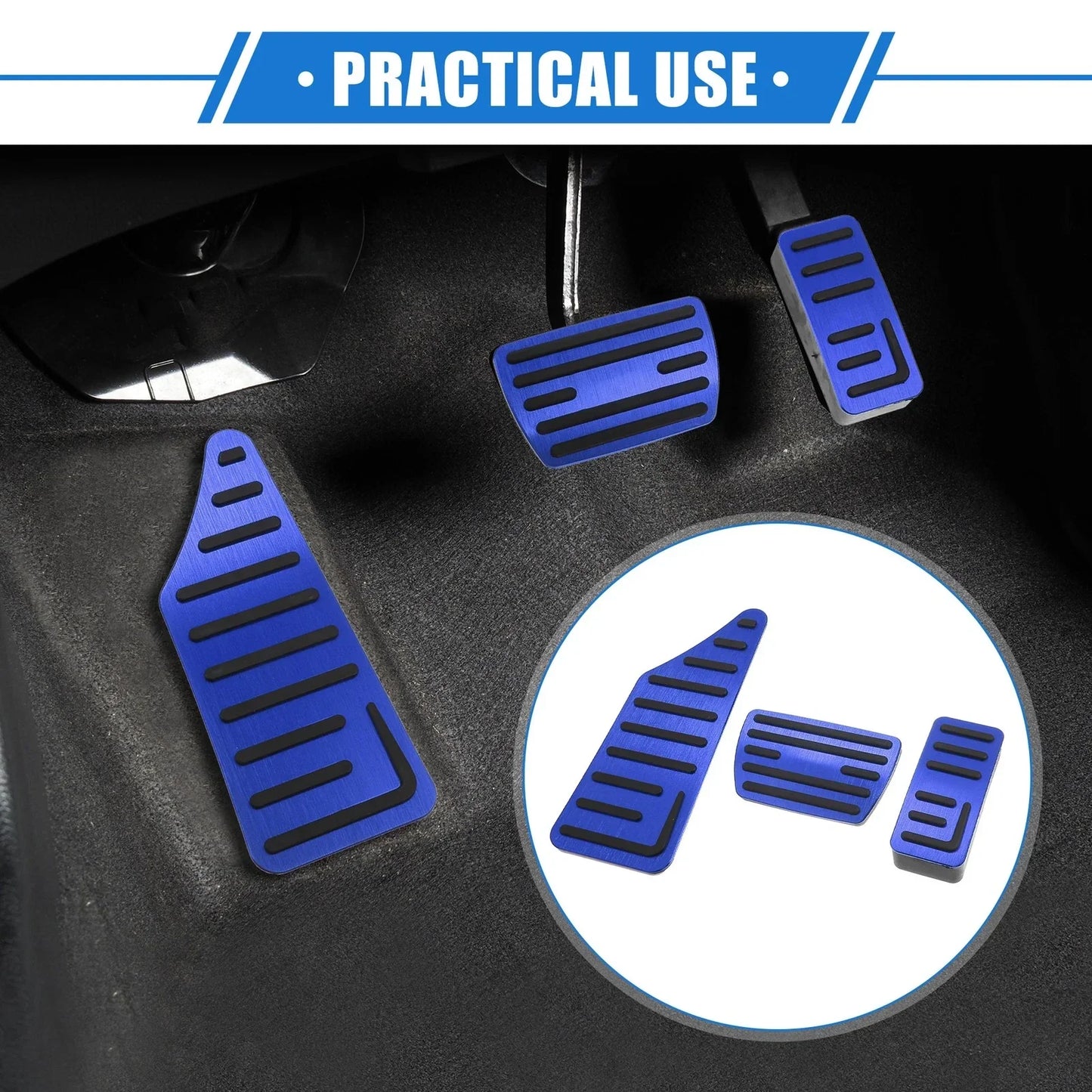 3 Pcs Gas Brake Foot Rest Pedals for Honda HR-V (2021-2023) - Blue