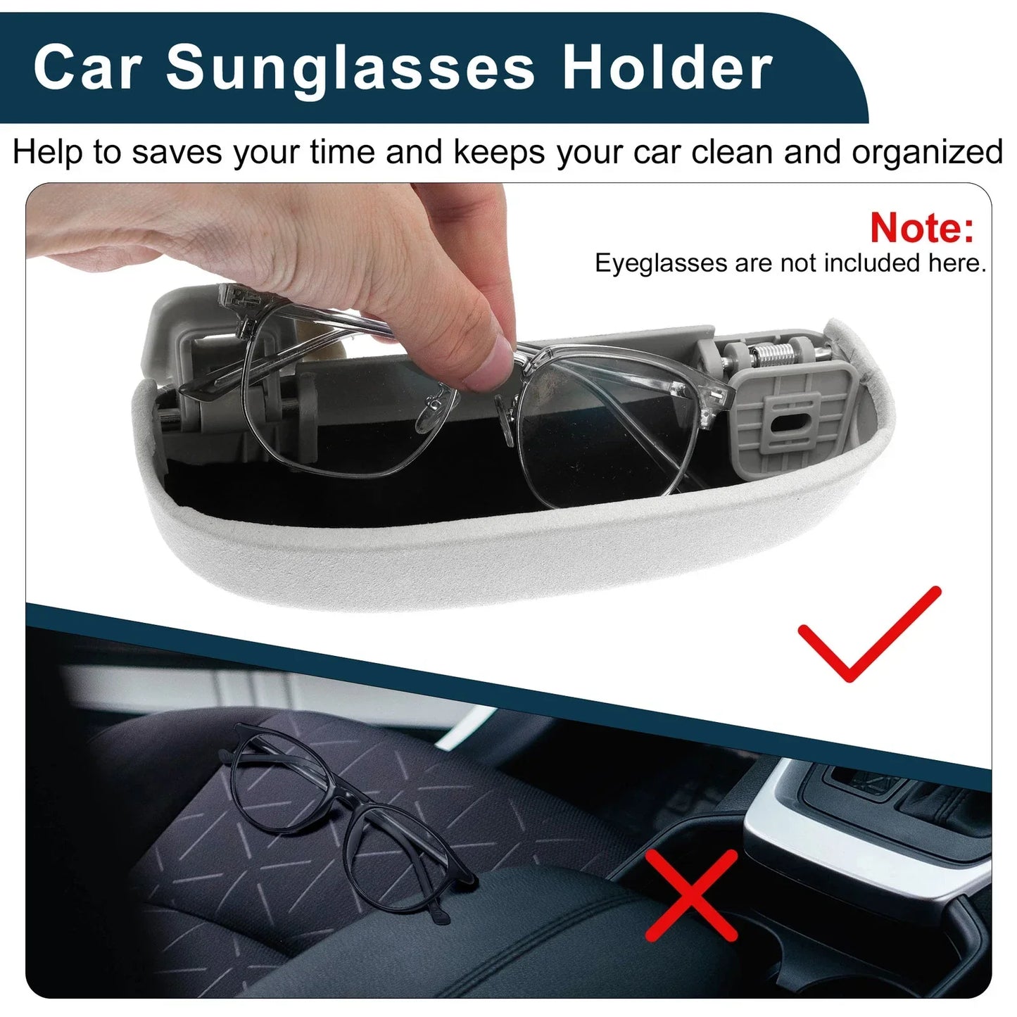 Sunglasses Case for Porsche Macan Eyeglasses Holder Storage Box Suede Grey