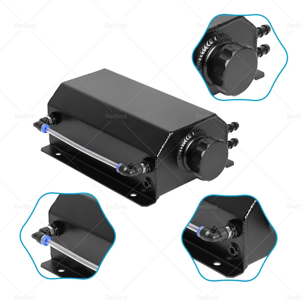 2L Aluminum Black Coolant Radiator Overflow Tank for Universal Vehicles