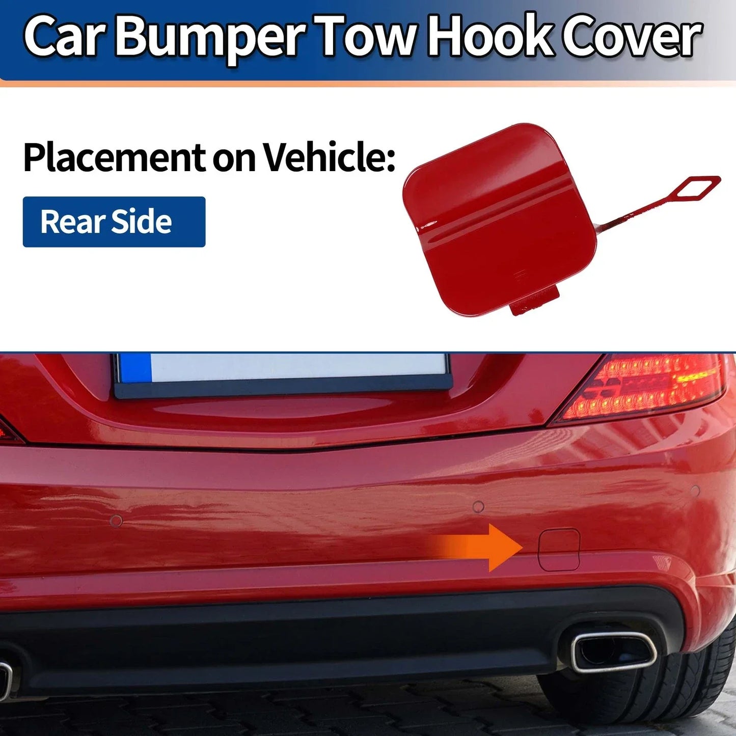 Rear Bumper Tow Hook Cover for Mercedes-Benz SLK W172 (2004-2011) Bright Red