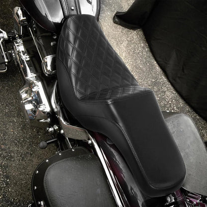 Black Driver Passenger Seat for Harley Dyna Fat Street Bob Wide Glide (06-17)