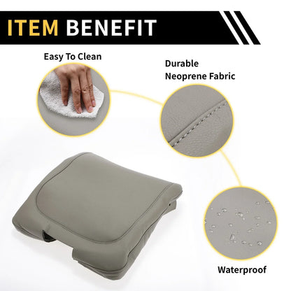 Center Console Armrest Cover for Dodge Ram Microfiber Leather Grey