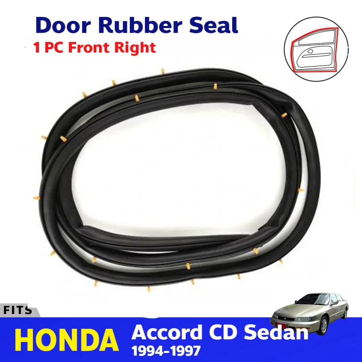 Door Rubber Seal Weatherstrip Front Right Fits Honda Accord CD 4D Sedan 1994-97