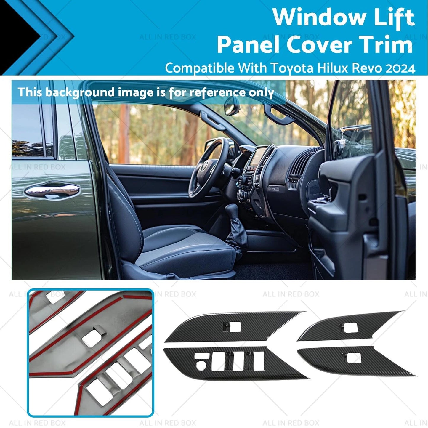 4 x Window Lift Panel Cover Trim for Toyota Hilux Revo (2024)