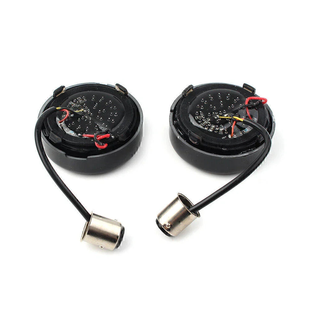 7 LED Black Fire Ring Turn Signal Lights for Harley Softail Dyna