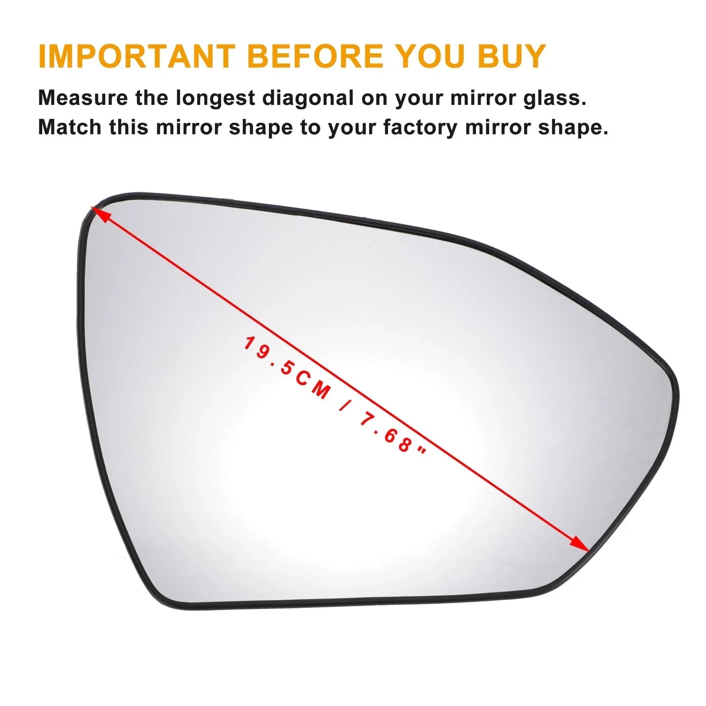 Right Side White Glass Mirror with Back Non-Heated for Hyundai Tucson (2022-2024)