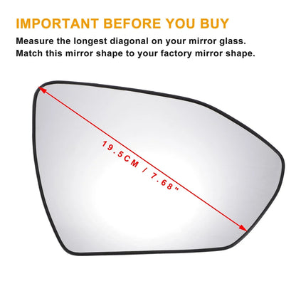 Right Side White Glass Mirror with Back Non-Heated for Hyundai Tucson (2022-2024)