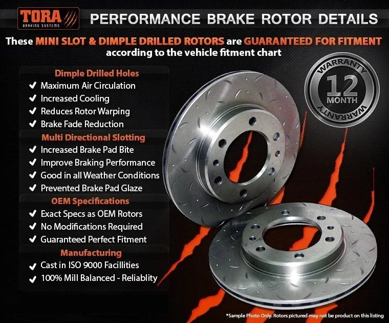 Front Slotted + Drilled Disc Brake Rotors for Landcruiser FJ60 FJ62 HJ60 HJ61