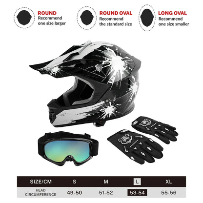 Youth ATV Helmet Full Face Off Road Dirt Bike for Kids S M L XL